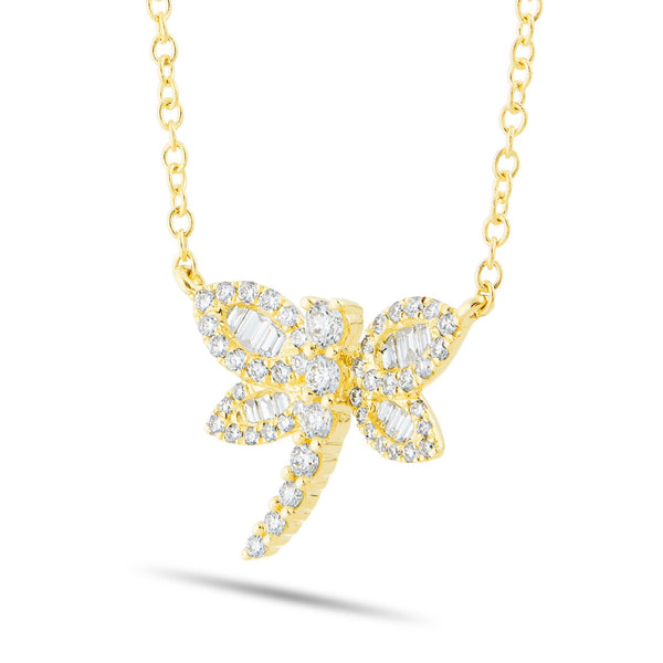 Dragonfly Diamond Necklace, Small - Shyne Jewelers 165-00171 Yellow Gold Shyne Jewelers