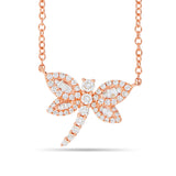 Dragonfly Diamond Necklace, Small - Shyne Jewelers 165-00171 Rose Gold Shyne Jewelers