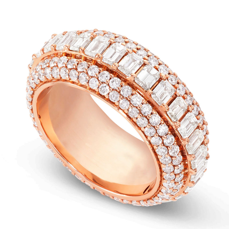 Emerald Diamond Eternity Ring - Shyne Jewelers Rose Gold Shyne Jewelers
