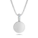 Engravable Circle Pendant with Diamond Bail - Shyne Jewelers 160-00198 White Gold Shyne Jewelers