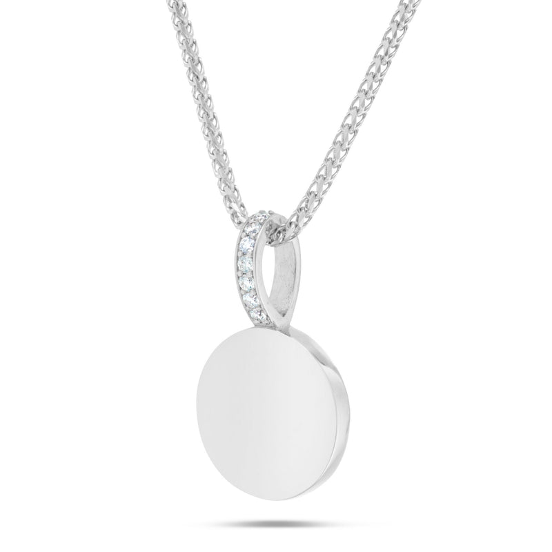 Engravable Circle Pendant with Diamond Bail - Shyne Jewelers 160-00198 White Gold Shyne Jewelers