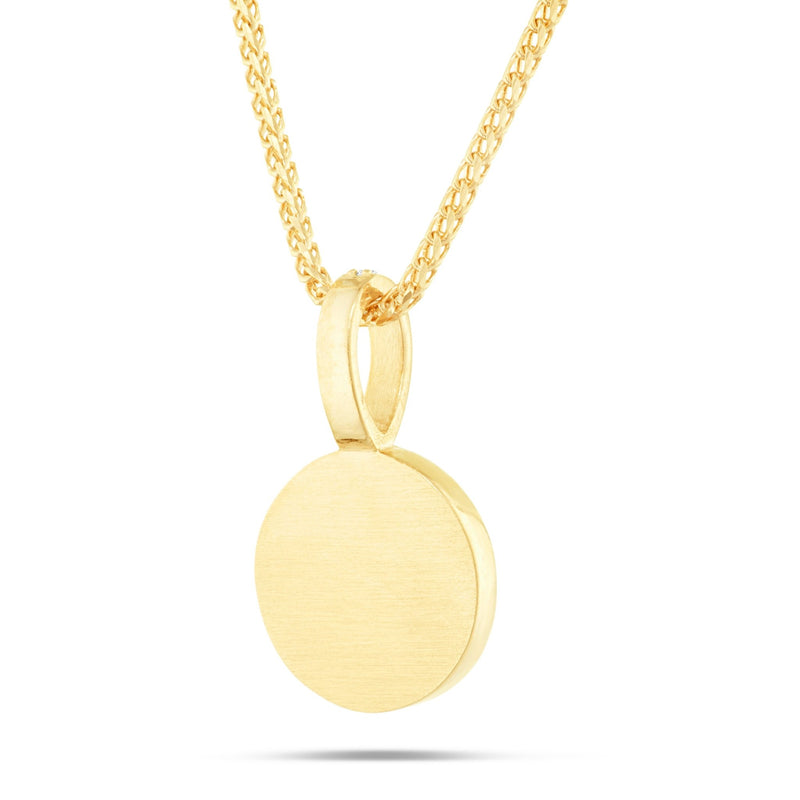 Engravable Circle Pendant with Diamond Bail - Shyne Jewelers 160-00198 Yellow Gold Shyne Jewelers