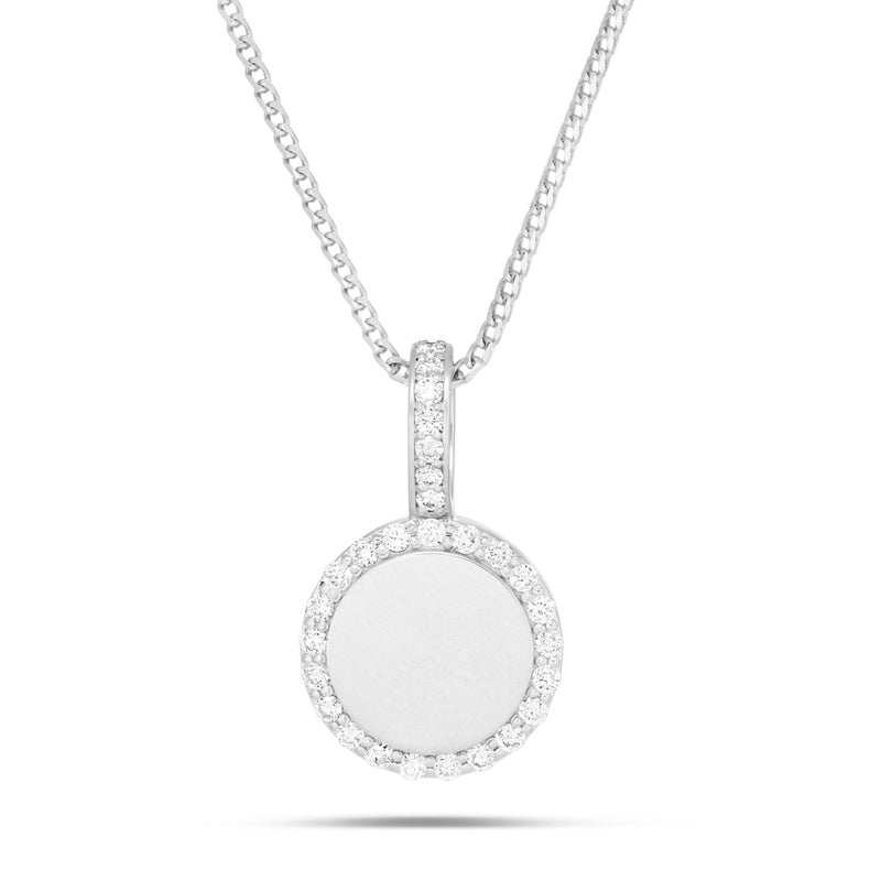 Engravable Diamond CirclePendant, Small - Shyne Jewelers White Gold Shyne Jewelers