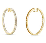Hoop Diamond Baguette Earrings - Shyne Jewelers Yellow Gold Shyne Jewelers