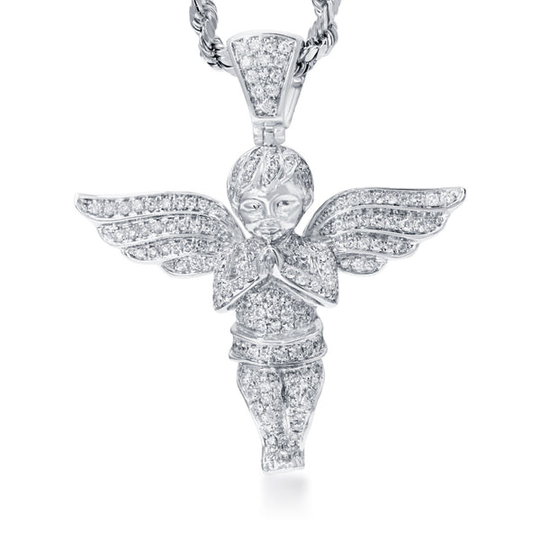 10k White Gold 1.75ct Diamond Angel Pendant