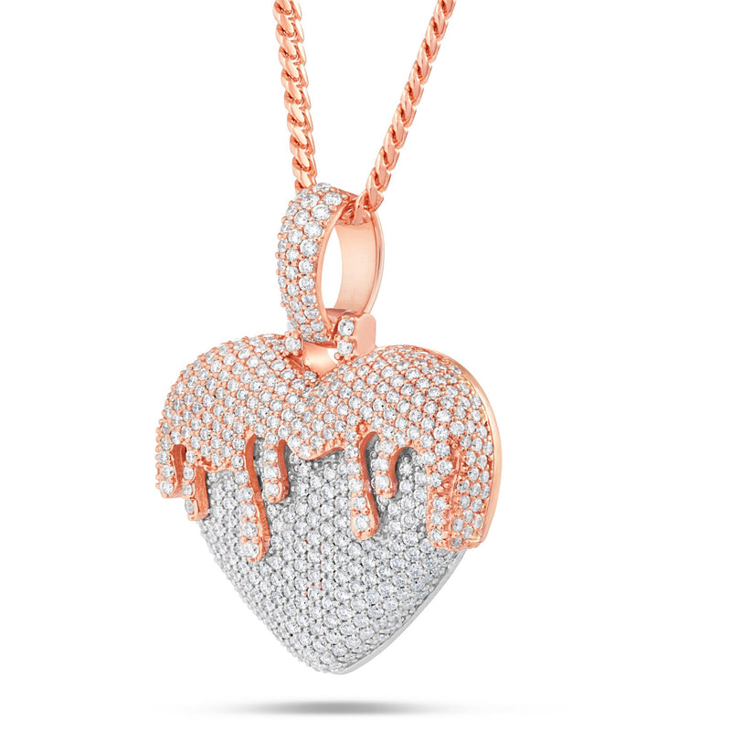 Melting Heart Diamond Pendant, 2" - Shyne Jewelers Rose & White Gold Shyne Jewelers