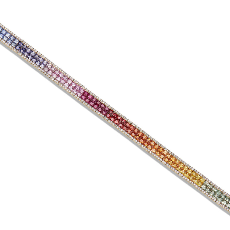 Multicolor Two-row Diamond Tennis Bracelet - Shyne Jewelers 170-00237 Yellow Gold Shyne Jewelers