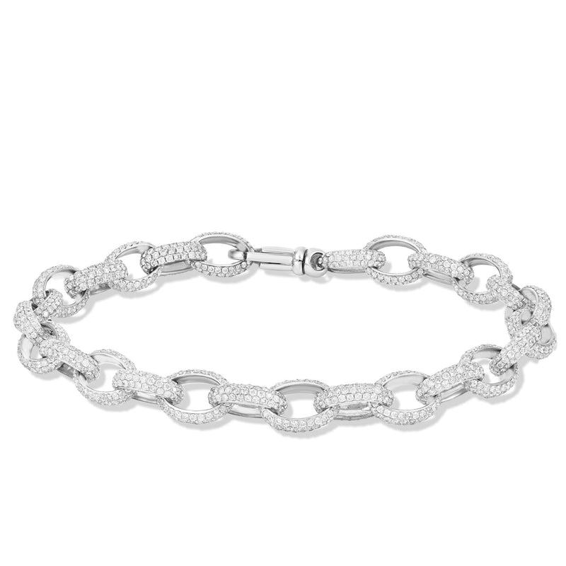 Oval Link Diamond Bracelet - Shyne Jewelers White Gold Shyne Jewelers