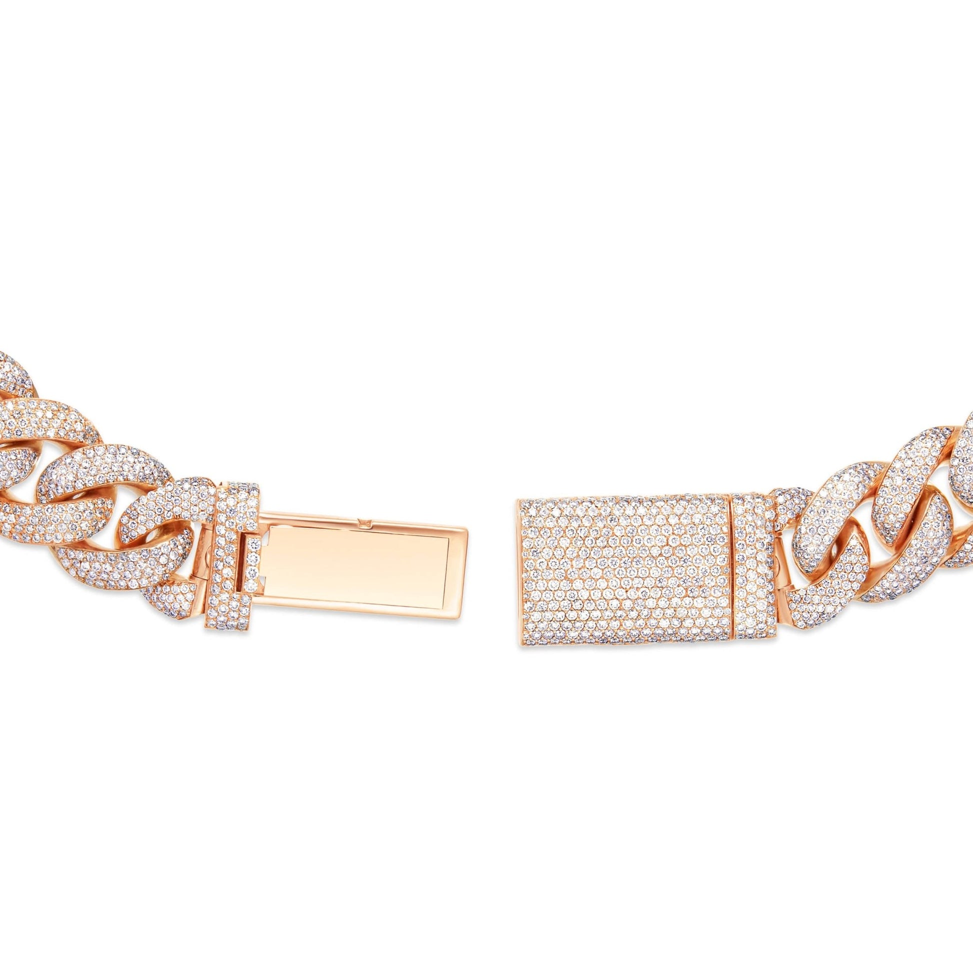 Prong set Diamond Cuban Chain, 16 mm - Shyne Jewelers Rose & White Gold Shyne Jewelers