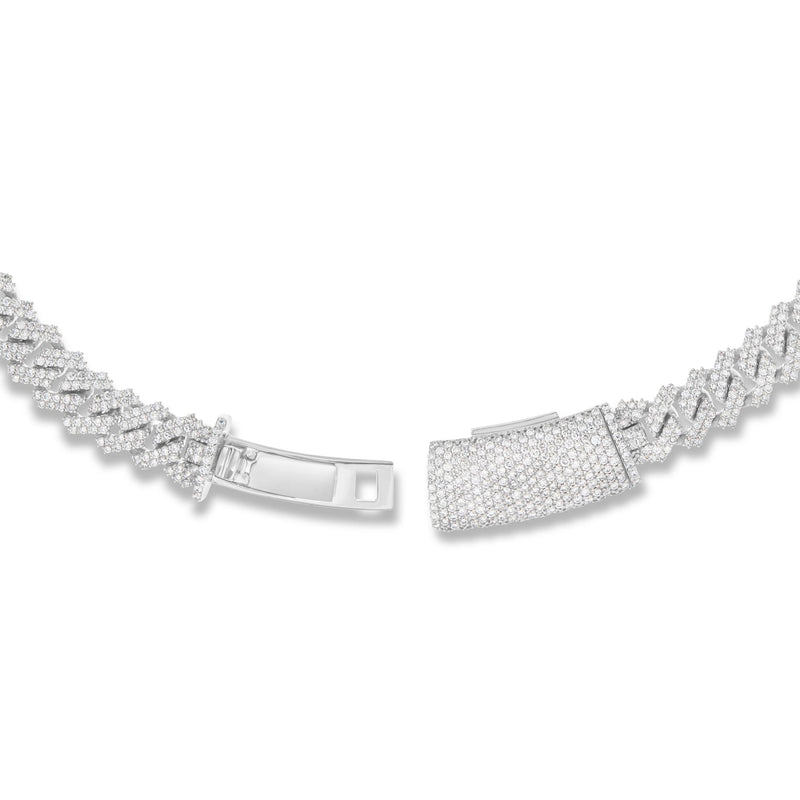 Prong set Diamond Cuban Chain, 9.25 mm - Shyne Jewelers White Gold Shyne Jewelers
