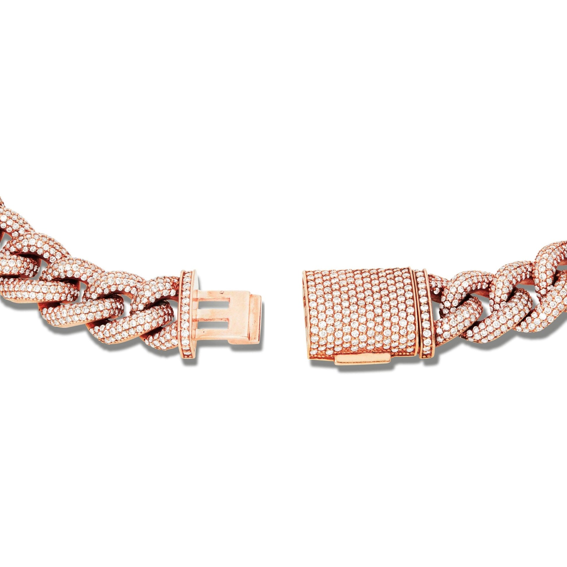 Prong set Diamond Infinity Cuban Chain, 12 mm - Shyne Jewelers Rose Gold Shyne Jewelers