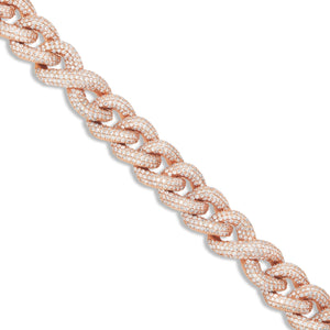Prong set Diamond Infinity Cuban Chain, 12 mm - Shyne Jewelers Rose Gold Shyne Jewelers