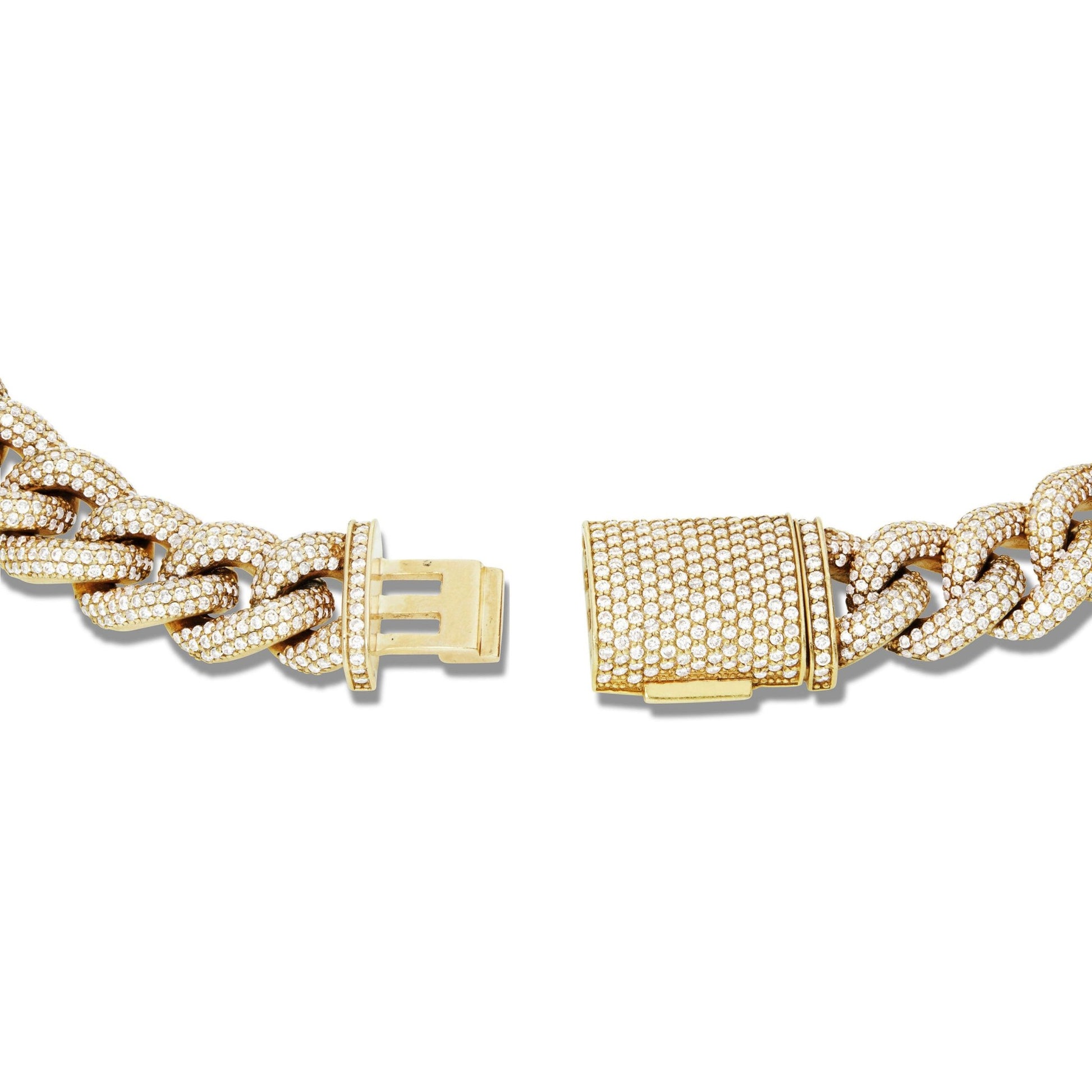 Prong set Diamond Infinity Cuban Chain, 12 mm - Shyne Jewelers Yellow Gold Shyne Jewelers