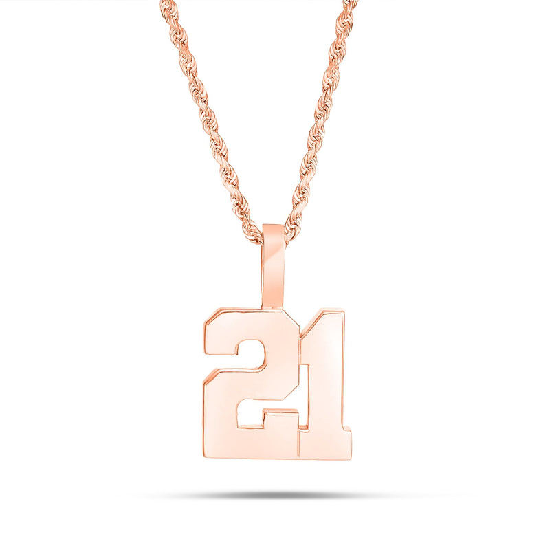Shyne Collection 10k Gold Two Digit Number Pendant - Shyne Jewelers SC10K2DIGIT-r Rose Gold Shyne Jewelers