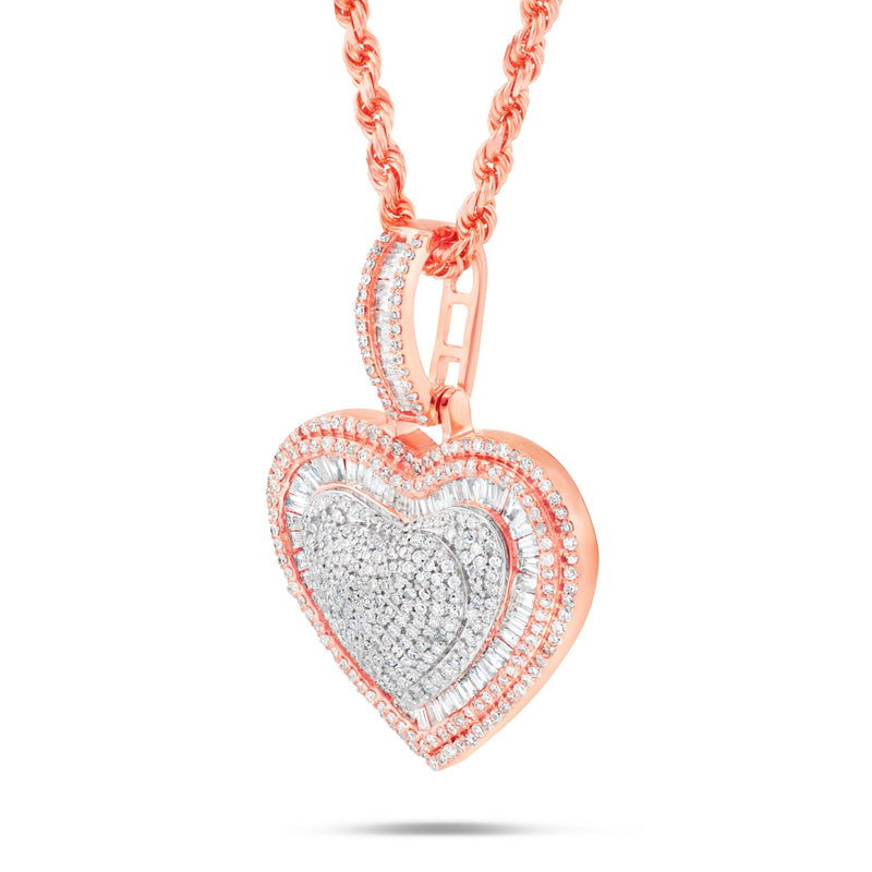 Shyne Collection Heart Diamond Pendant - Shyne Jewelers PE1W0369G Rose & White Gold Shyne Jewelers