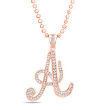 Silver Script Pave Initial Pendant, Small - Shyne Jewelers SI_1 Rose Gold Shyne Jewelers