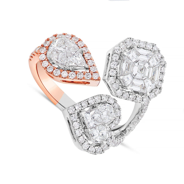 Three Stone Accent Diamond Ring - Shyne Jewelers 130-00138 Rose & White Gold Shyne Jewelers