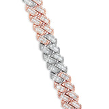 Two-tone Baguette Diamond Cuban Bracelet, ___ mm - Shyne Jewelers Rose & White Gold Shyne Jewelers