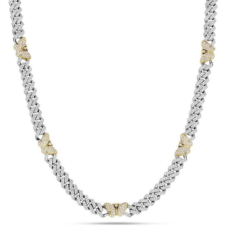 Two tone Diamond Cuban Chain with Butterflies - Shyne Jewelers 165-00378 Yellow & White Gold Shyne Jewelers