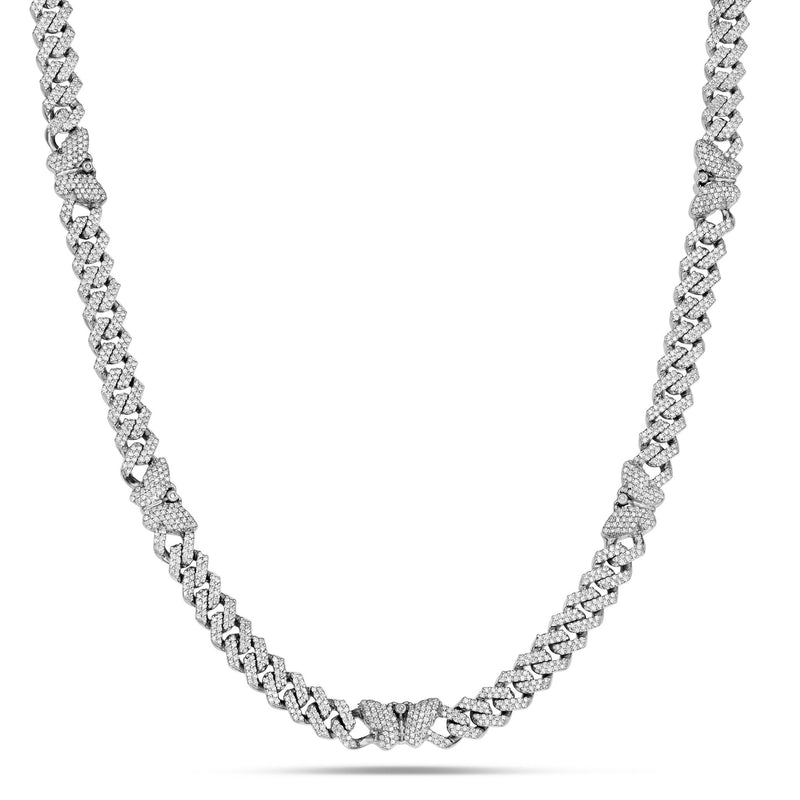 Two tone Diamond Cuban Chain with Butterflies - Shyne Jewelers 165-00378 White Gold Shyne Jewelers