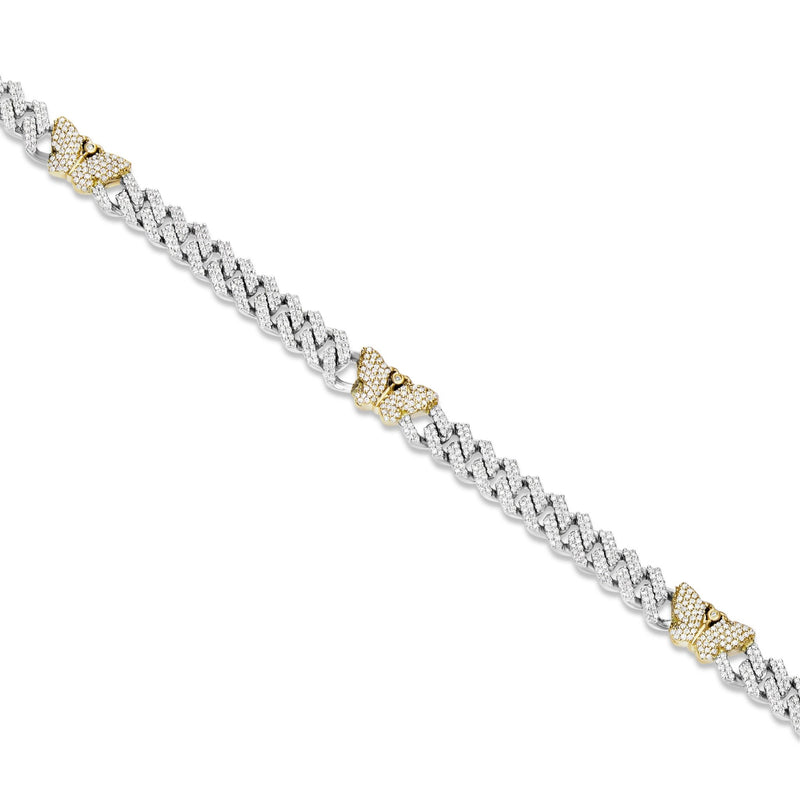 Two tone Diamond Cuban Chain with Butterflies - Shyne Jewelers 165-00378 Yellow & White Gold Shyne Jewelers