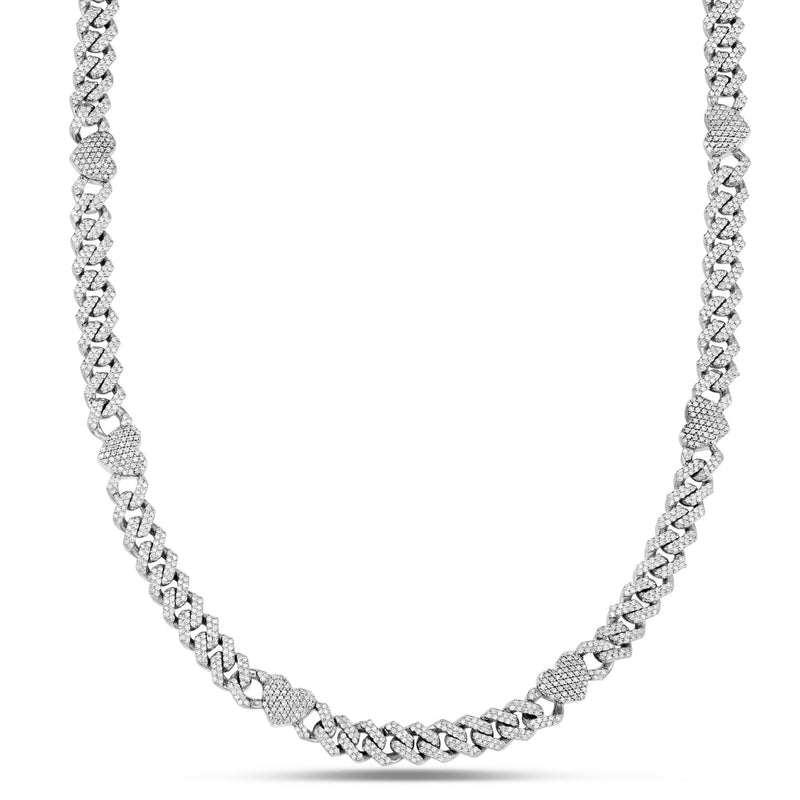 Two tone Diamond Cuban Chain with Hearts - Shyne Jewelers 165-00380 White Gold Shyne Jewelers