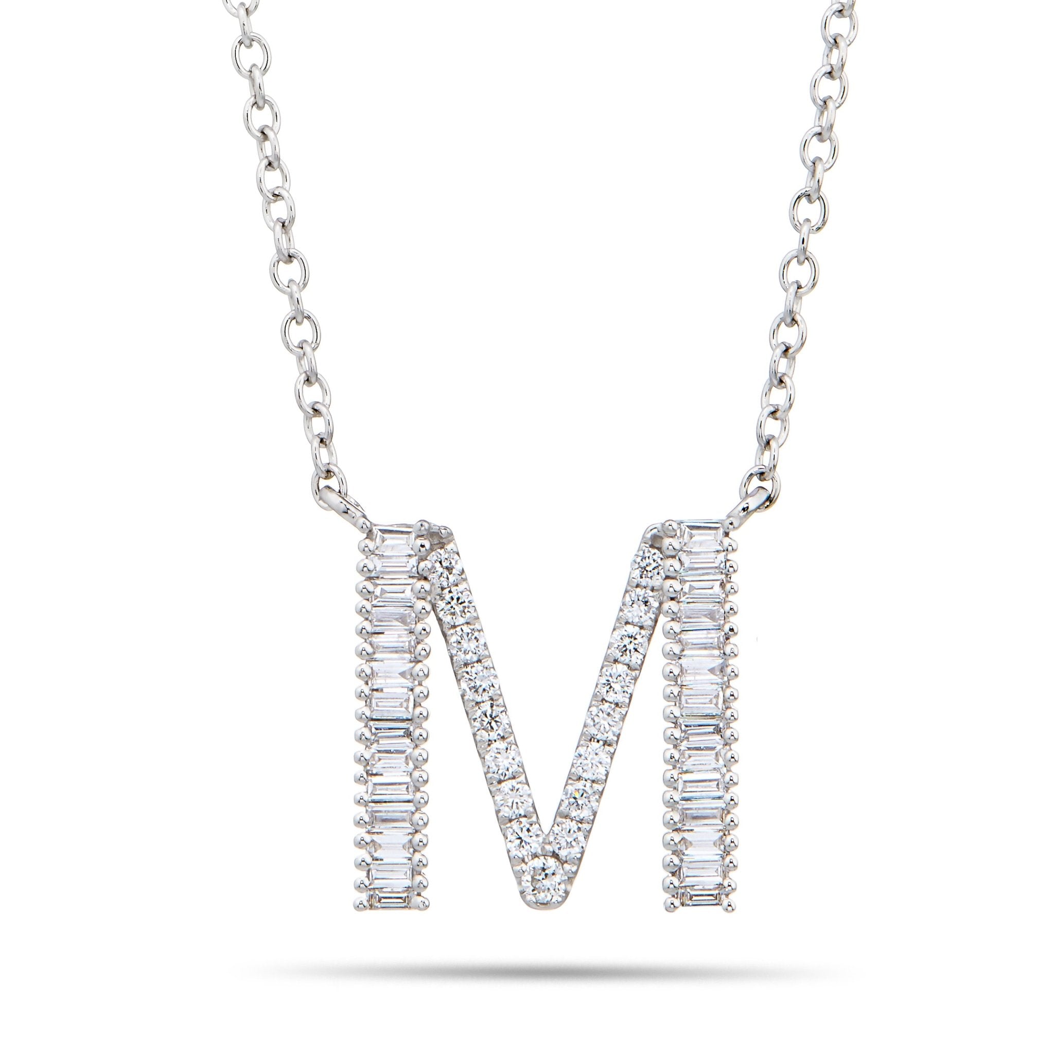 M Initial Necklace with 0.10 Carat TW of Diamonds in 10kt Yellow