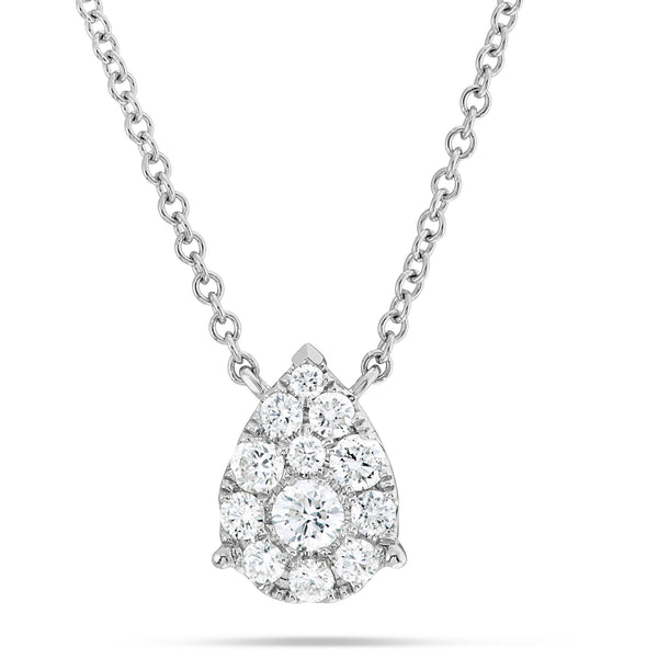 White Gold Diamond Tear Drop Necklace, Large - Shyne Jewelers Shyne Jewelers