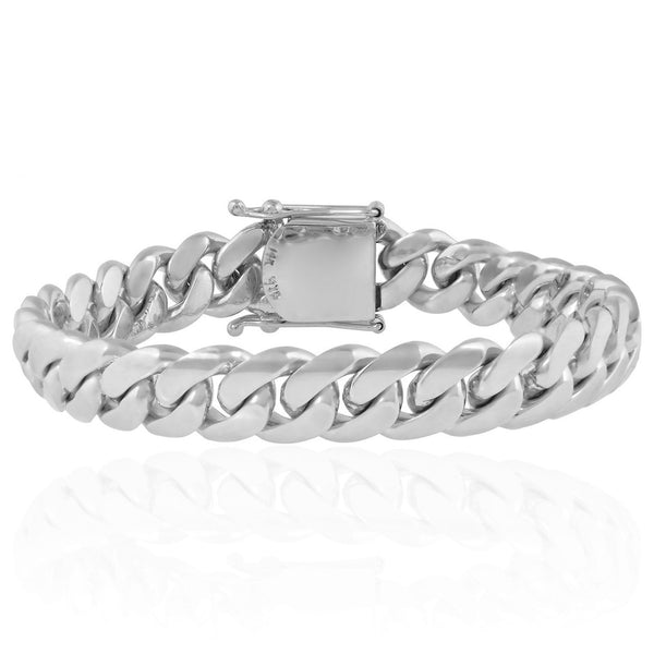 14K White Gold Cuban Link Bracelet 16mm