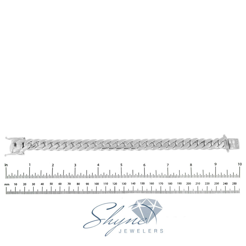 14K White Gold Cuban Link Bracelet 16mm