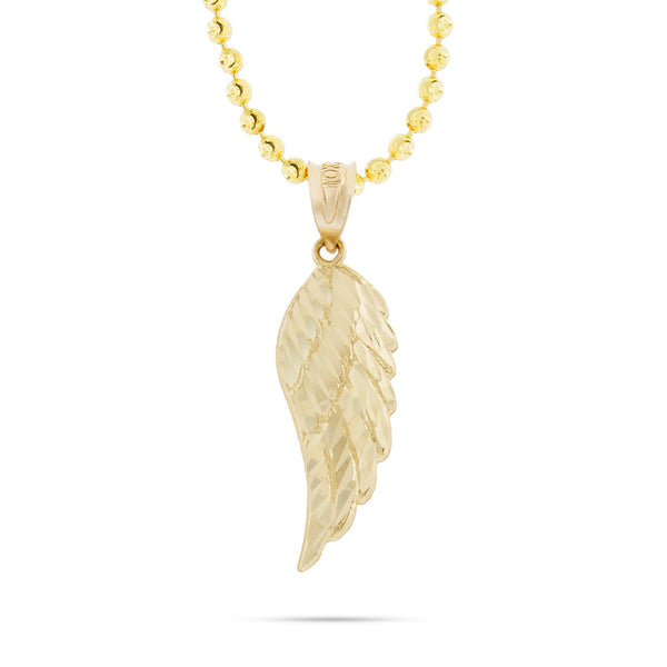 10K Yellow Gold Medium Angel Wing Pendant Necklace