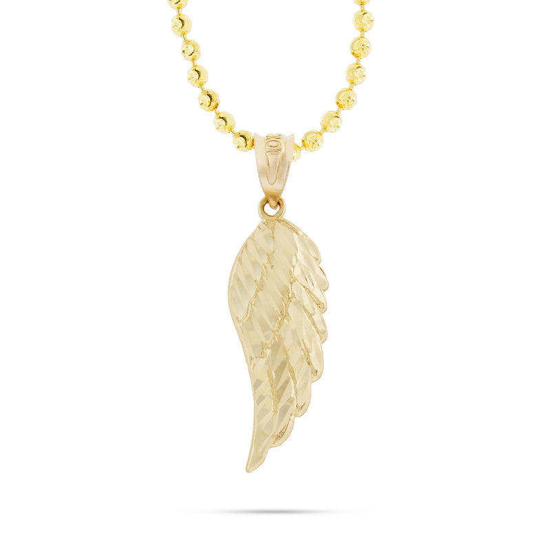 10K Yellow Gold Medium Angel Wing Pendant Necklace