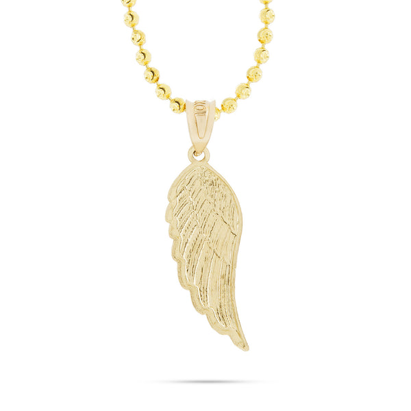 10K Yellow Gold Medium Angel Wing Pendant Necklace