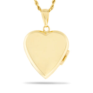 14K Yellow Gold Heart Locket Pendant