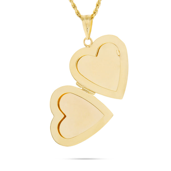 14K Yellow Gold Heart Locket Pendant