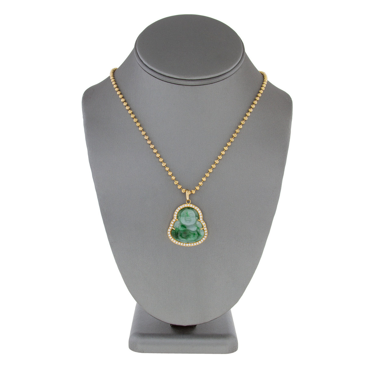 10k Yellow Gold 1ct Diamond Jade Buddha Pendant – SHYNE JEWELERS