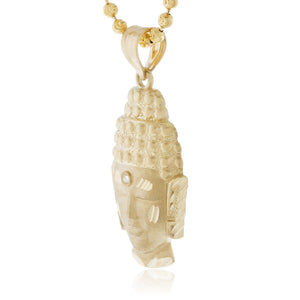 10k Yellow Gold White Sapphire Micro Buddha Head Pendant