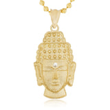 10k Yellow Gold White Sapphire Micro Buddha Head Pendant