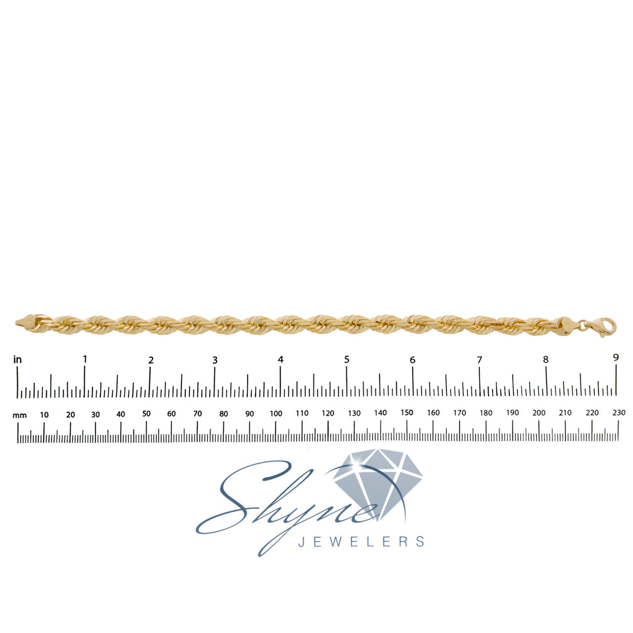 10k Yellow Gold 8mm Rope Bracelet