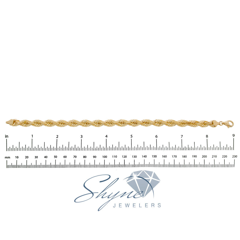 10k Yellow Gold 8mm Rope Bracelet