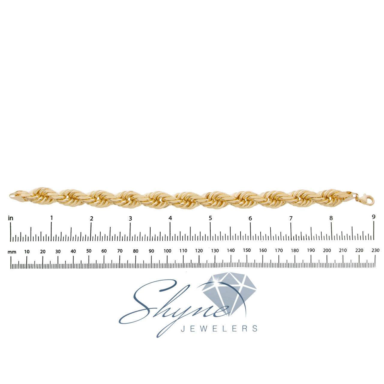 10k Yellow Gold 10.5mm Rope Bracelet