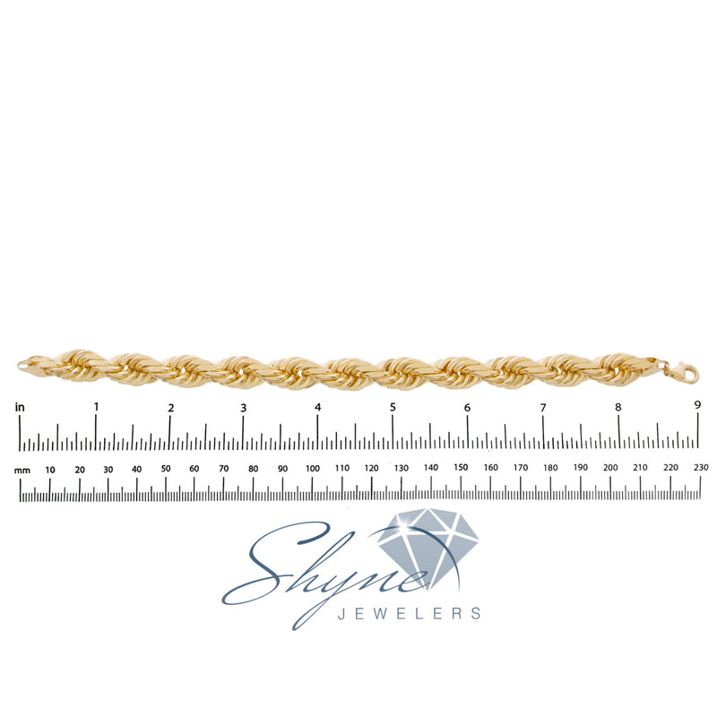 10k Yellow Gold 10.5mm Rope Bracelet