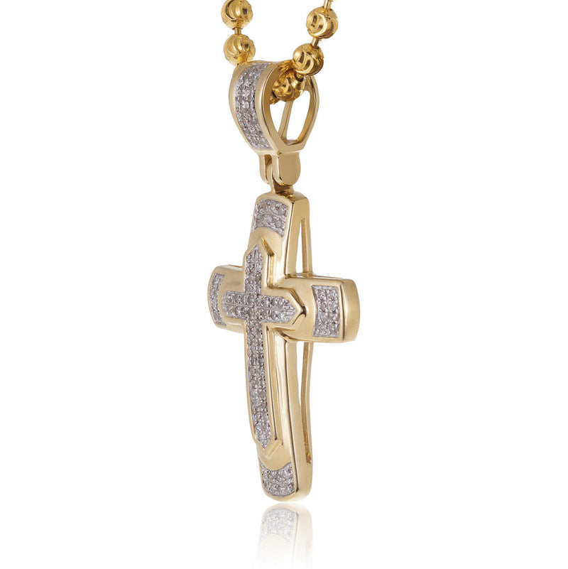 10k Yellow Gold .13ct Diamond Cross Pendant