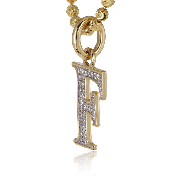 10k Yellow Gold .22ct Diamond "F" Initial Pendant