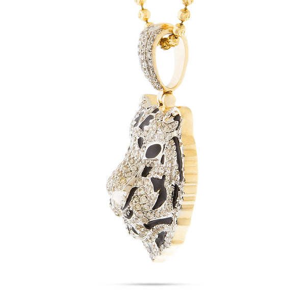 10k Yellow Gold 1.50ct Diamond Tiger Head Pendant