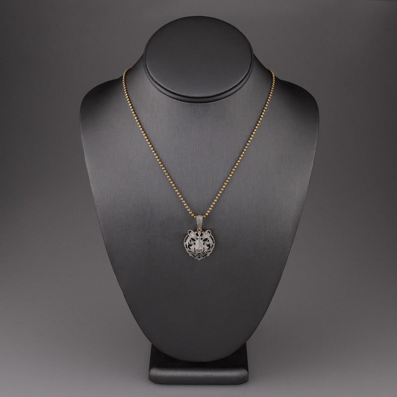 10k Yellow Gold 1.50ct Diamond Tiger Head Pendant