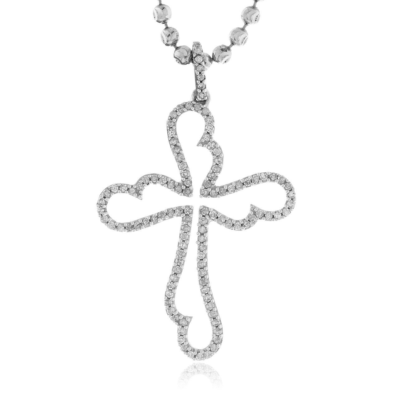 10k White Gold .28ct Diamond Fancy Cross Pendant