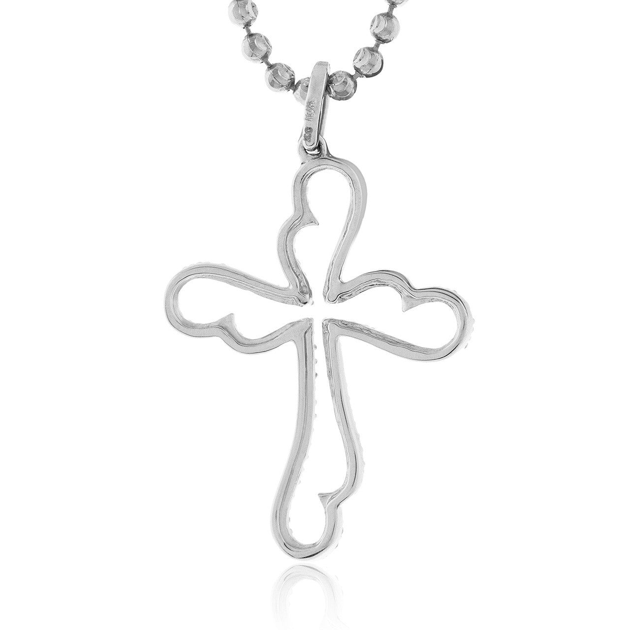 10k White Gold .28ct Diamond Fancy Cross Pendant
