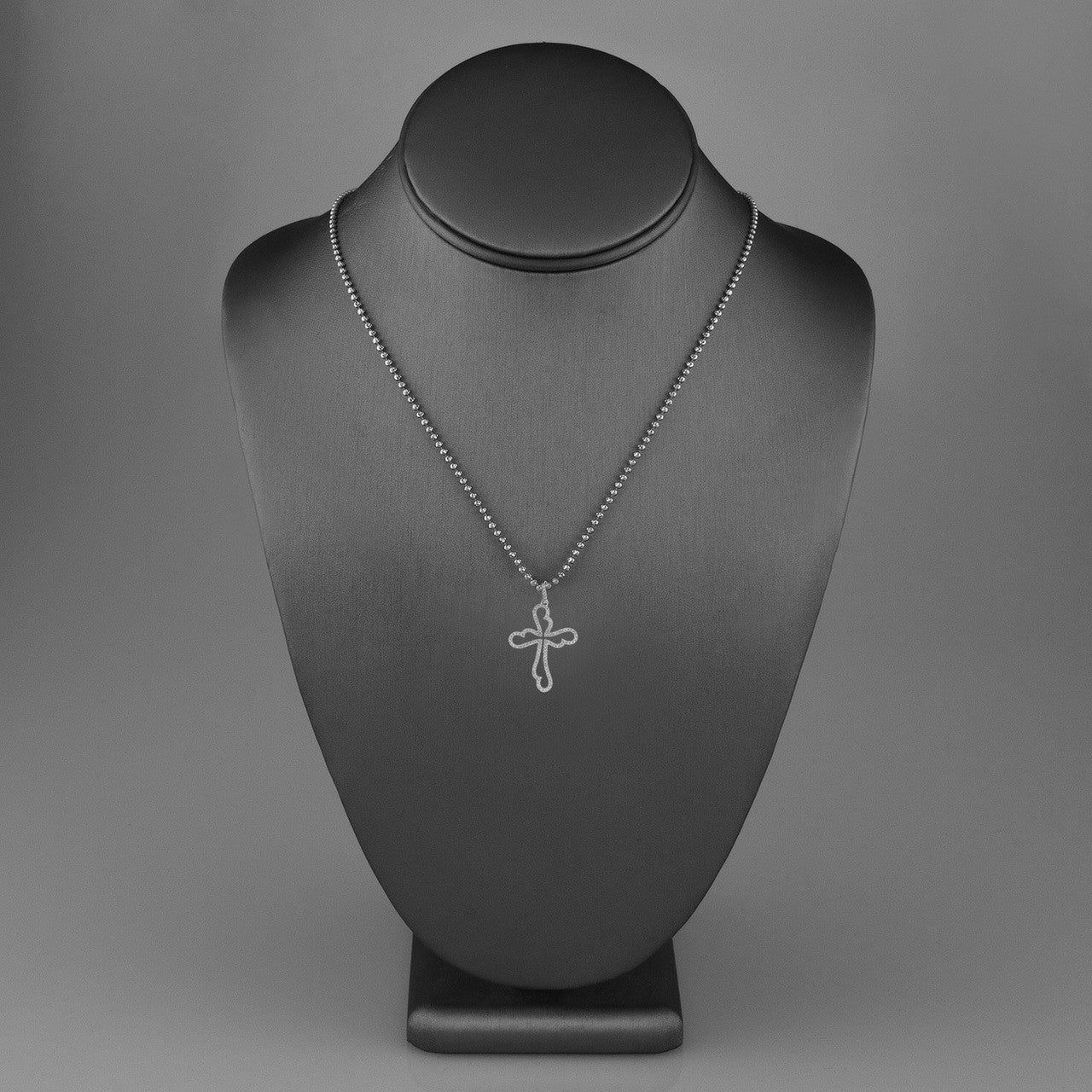 10k White Gold .28ct Diamond Fancy Cross Pendant