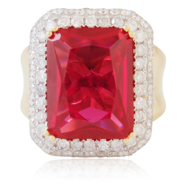 10k Yellow Gold 3.13ct Men's Diamond and Ruby Ring